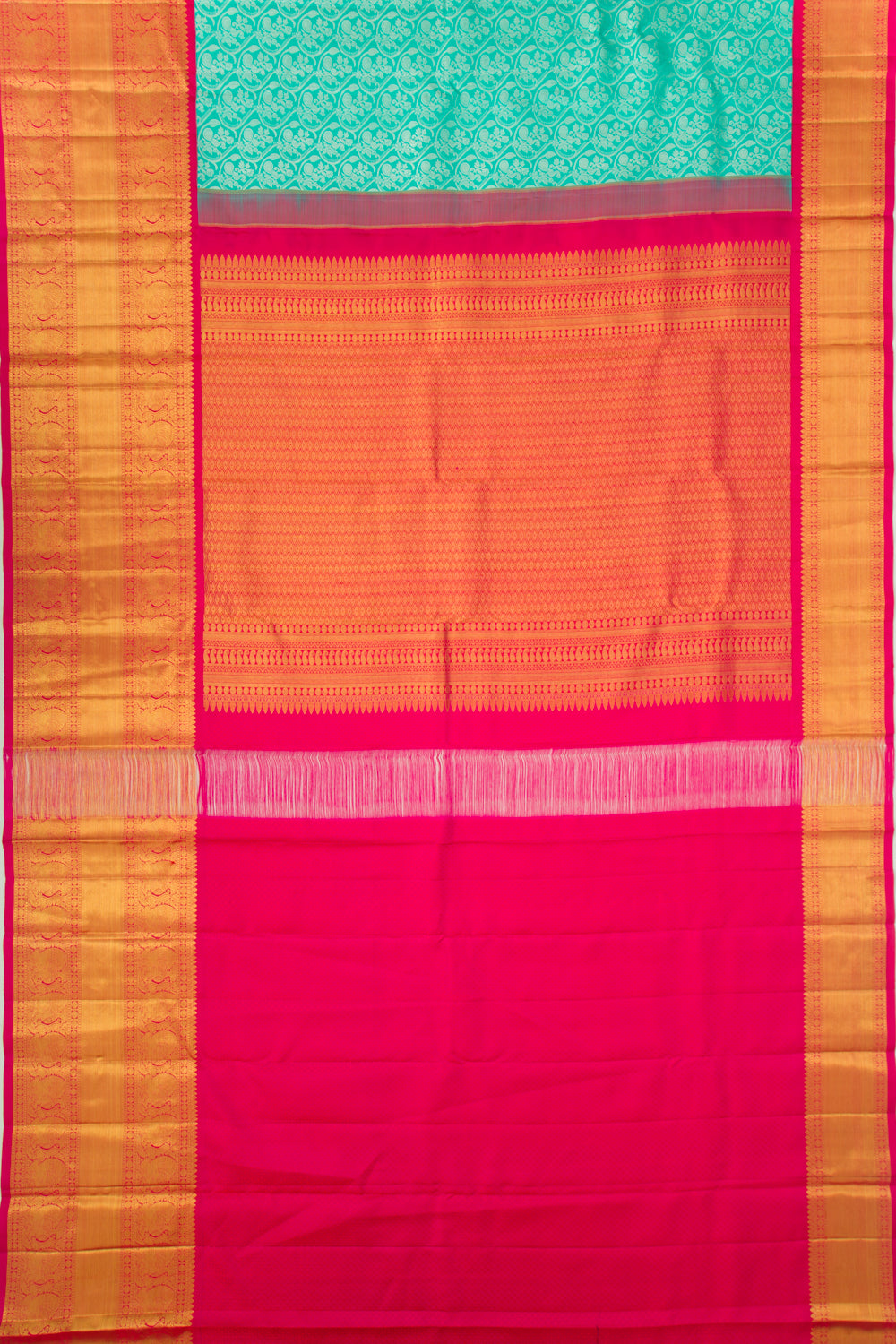 Kanchipuram Silk Brocade Sea Green Saree