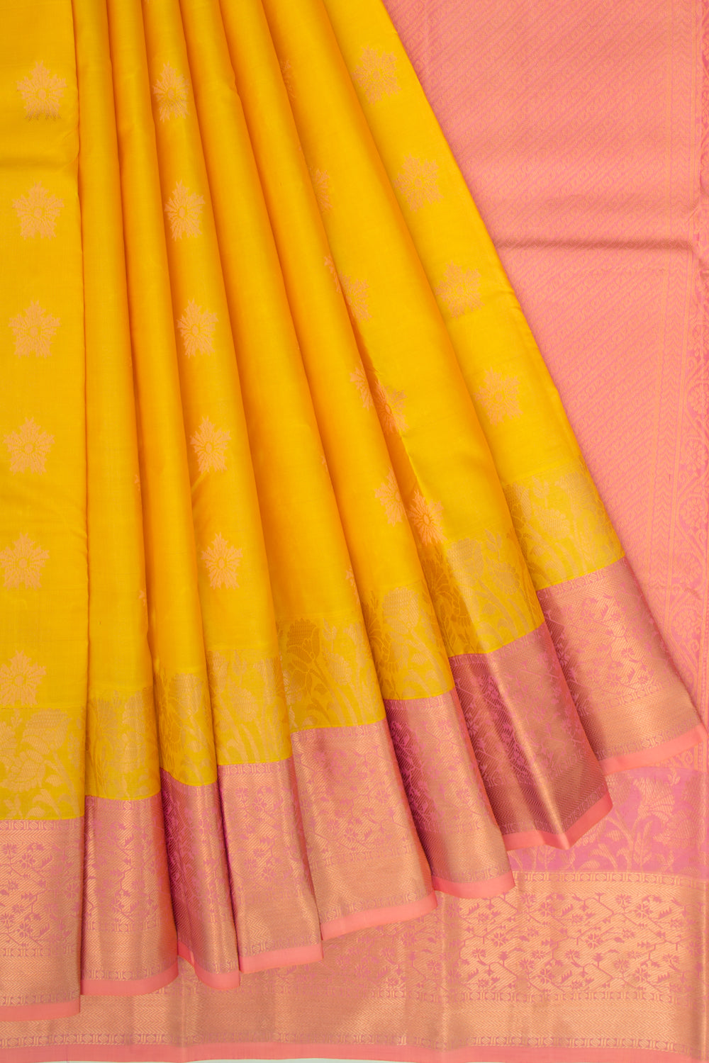 Taranga Kanchi Silk Butta Yellow Saree