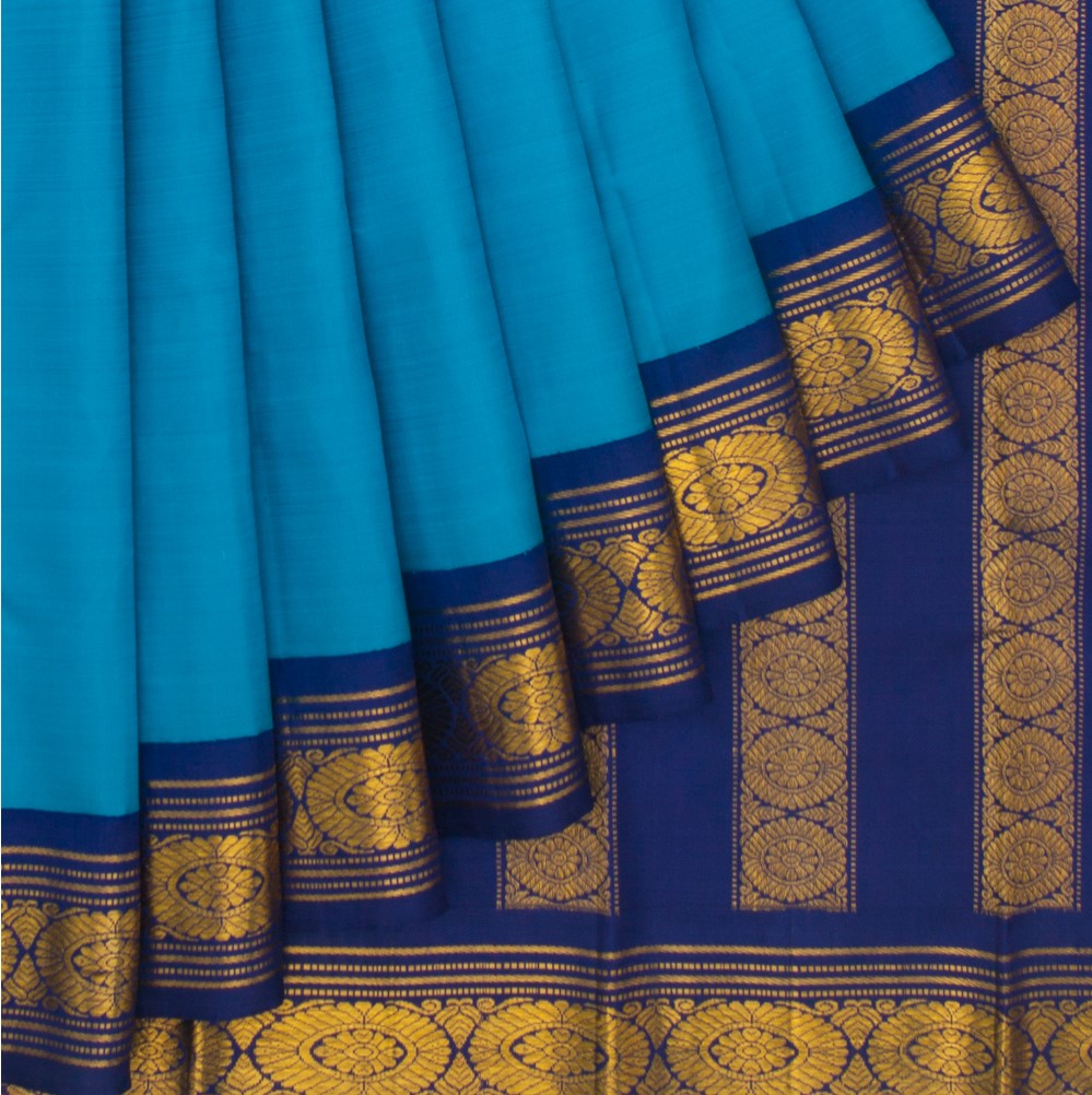 Kanchipuram Silk Plain Blue Saree