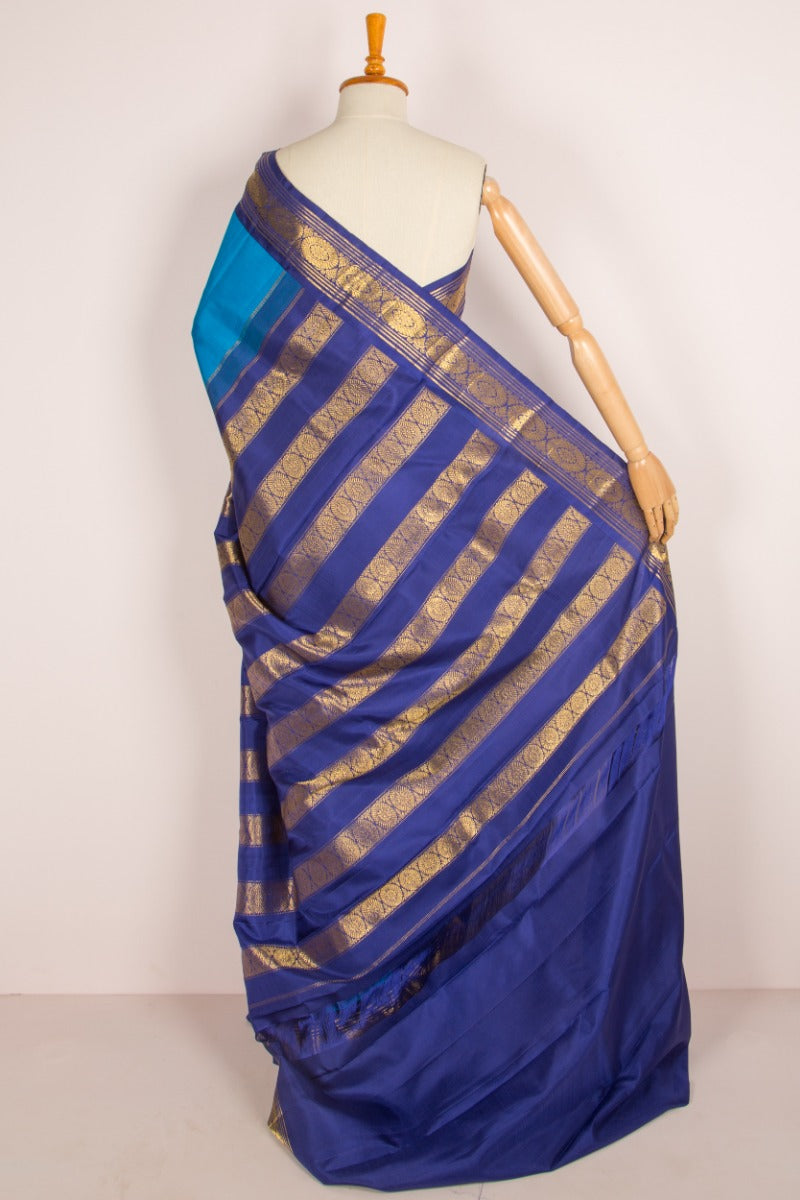 Kanchipuram Silk Plain MS Blue Saree