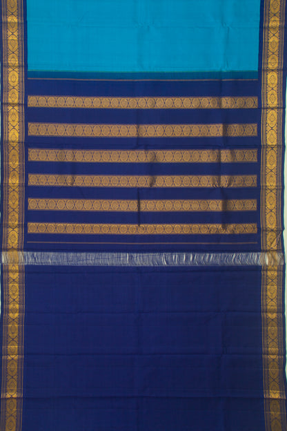 Kanchipuram Silk Plain MS Blue Saree