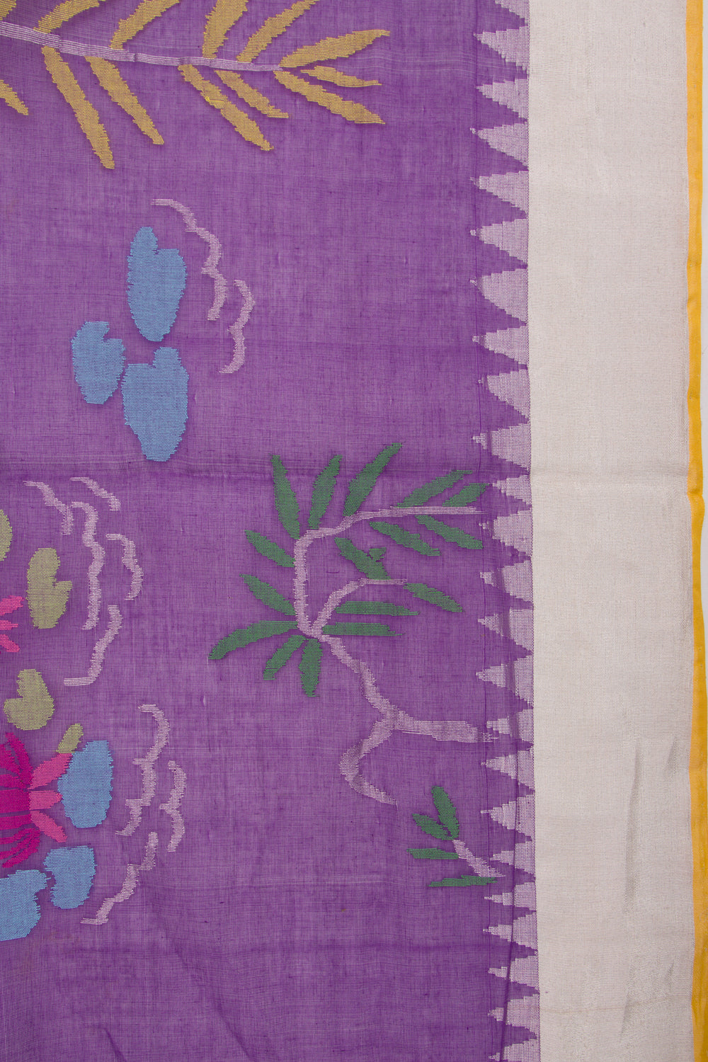 Ponduru Handspun Cotton Jamdani Violet Saree