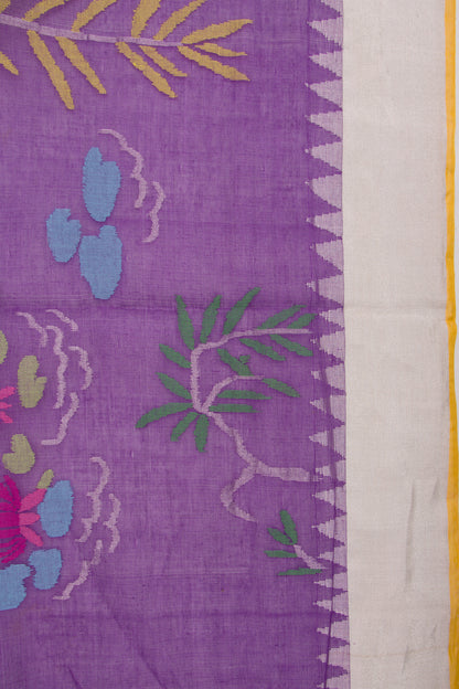Ponduru Handspun Cotton Jamdani Violet Saree