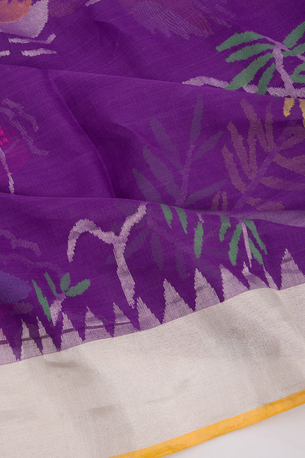 Ponduru Handspun Cotton Jamdani Violet Saree