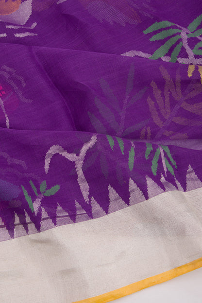 Ponduru Handspun Cotton Jamdani Violet Saree