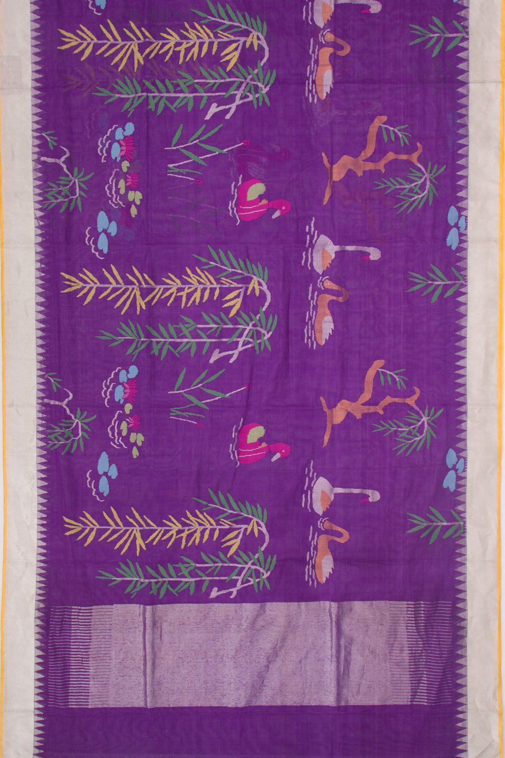 Ponduru Handspun Cotton Jamdani Violet Saree