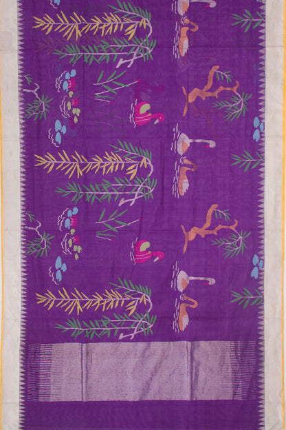 Ponduru Handspun Cotton Jamdani Violet Saree