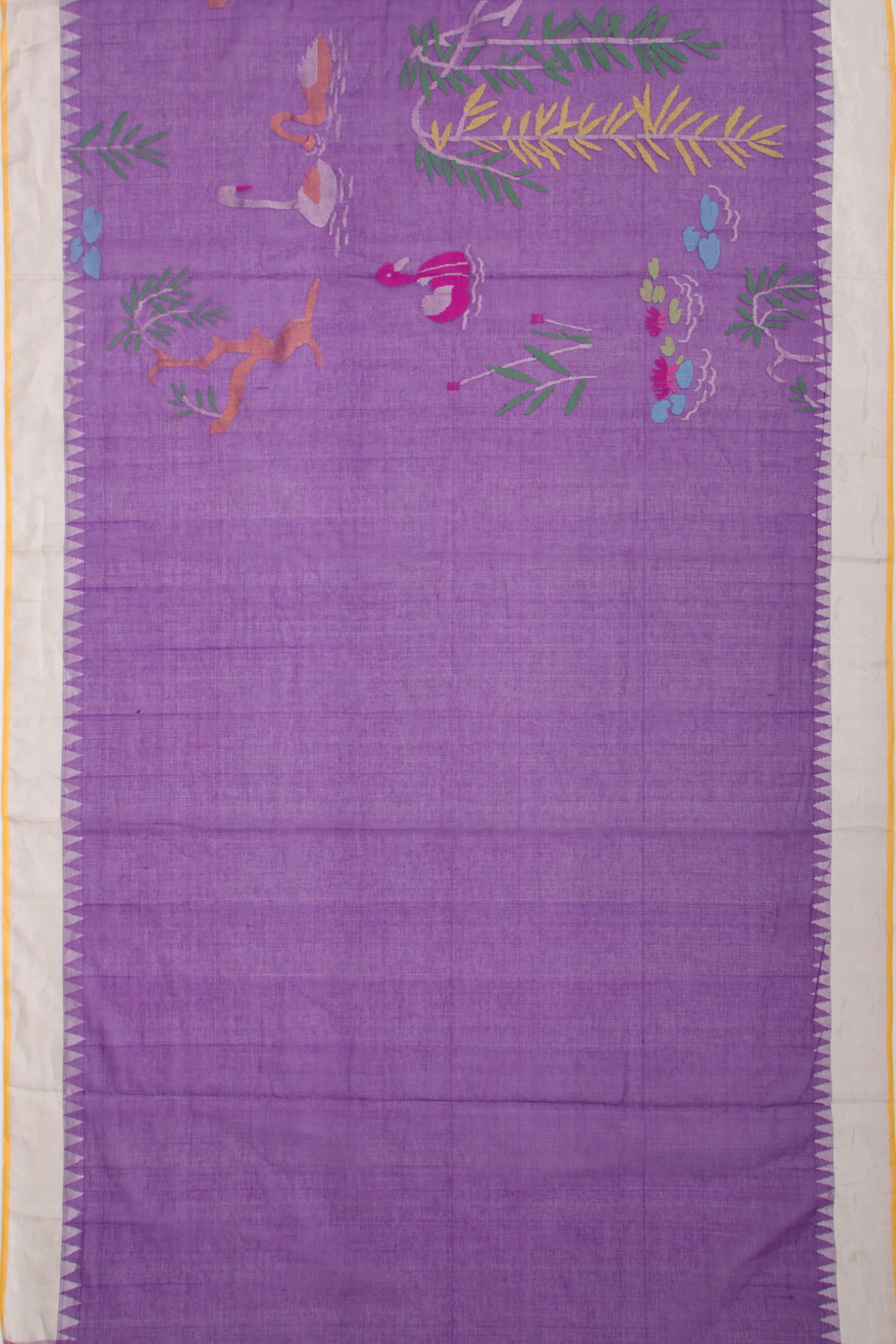 Ponduru Handspun Cotton Jamdani Violet Saree