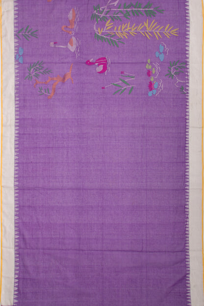 Ponduru Handspun Cotton Jamdani Violet Saree