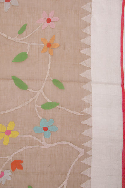 Ponduru Handspun Cotton All Over Jamdani Brown Saree