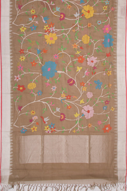 Ponduru Handspun Cotton All Over Jamdani Brown Saree