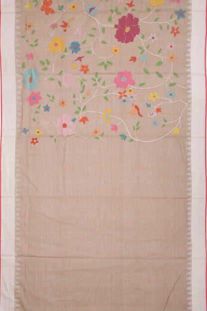 Ponduru Handspun Cotton All Over Jamdani Brown Saree