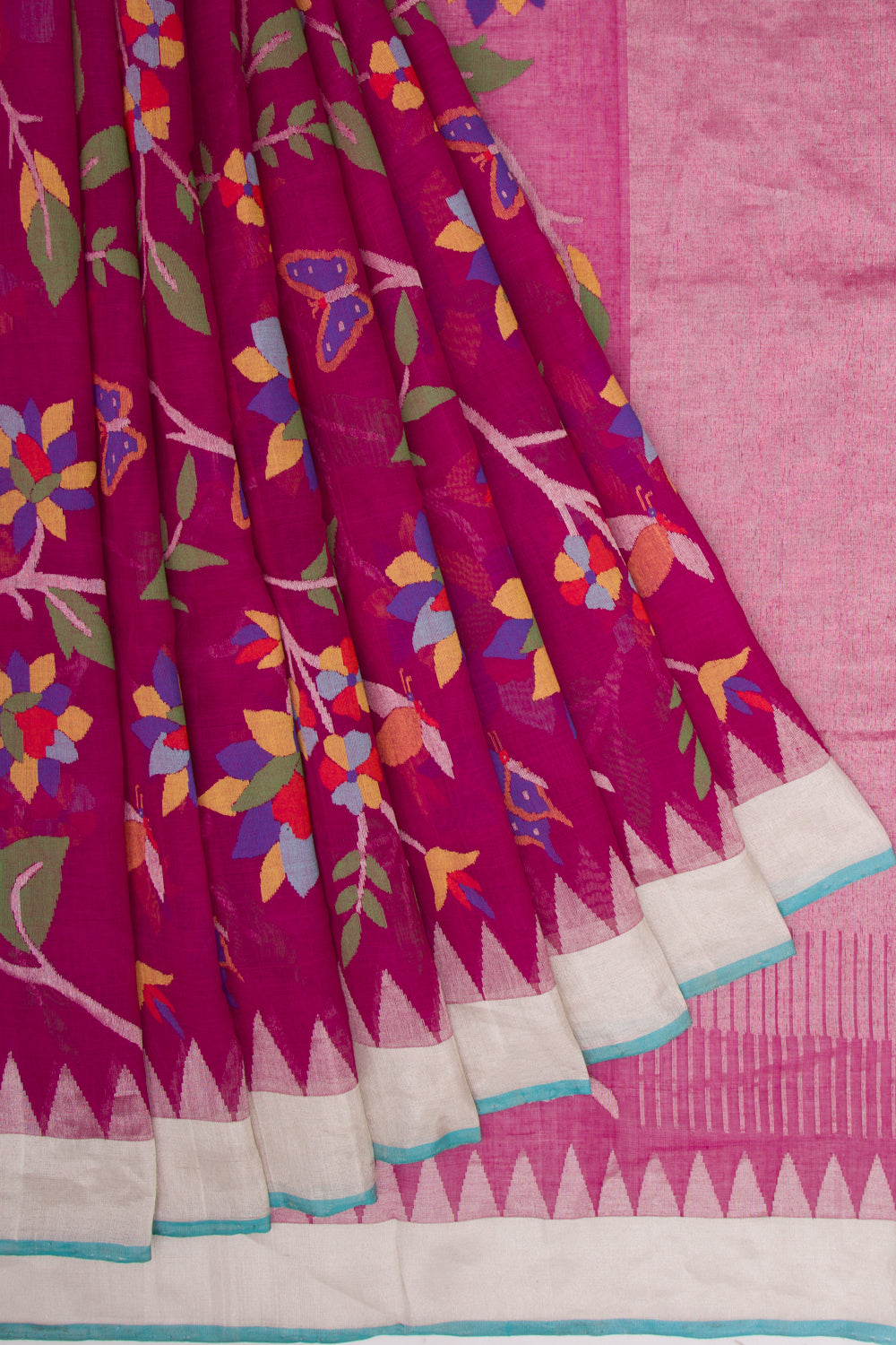 Ponduru Handspun Cotton All Over Jamdani Purple Saree