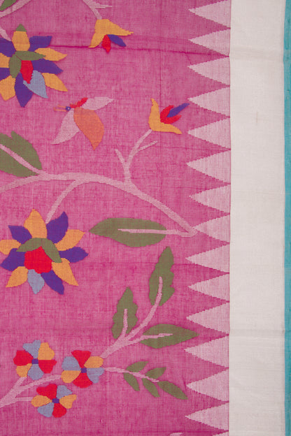 Ponduru Handspun Cotton All Over Jamdani Purple Saree