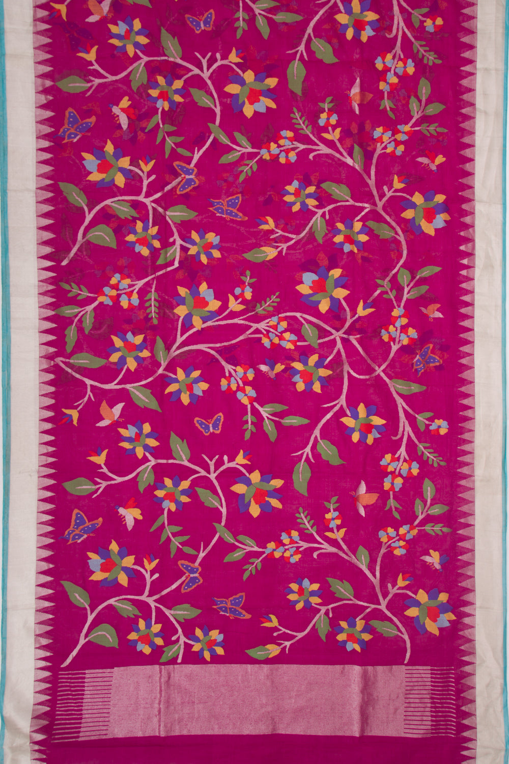 Ponduru Handspun Cotton All Over Jamdani Purple Saree