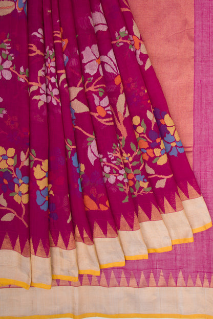 Ponduru Handspun Cotton All Over Jamdani Purple Saree
