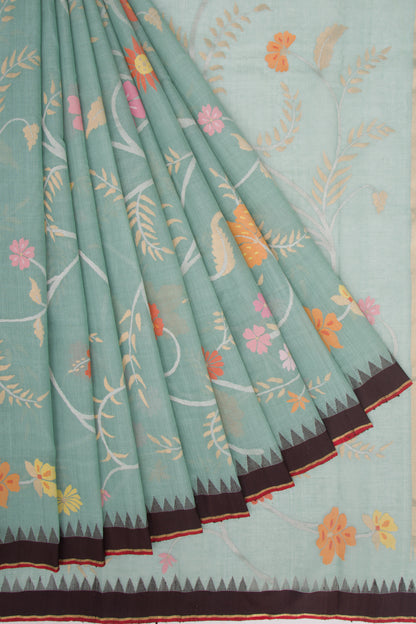 Ponduru Handspun Cotton All Over Jamdani Pastel Blue Saree