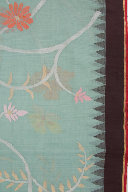Ponduru Handspun Cotton All Over Jamdani Pastel Blue Saree