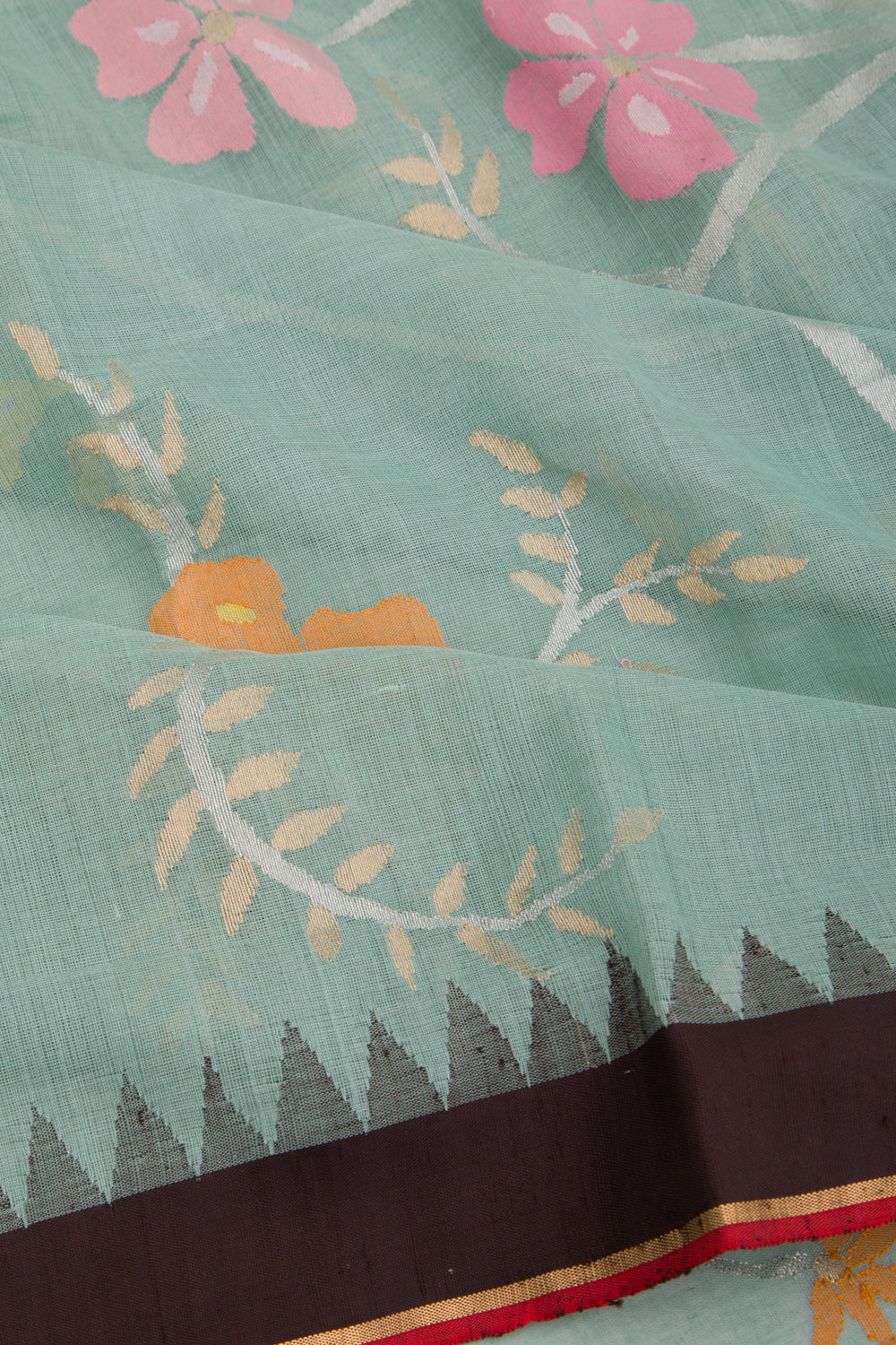 Ponduru Handspun Cotton All Over Jamdani Pastel Blue Saree