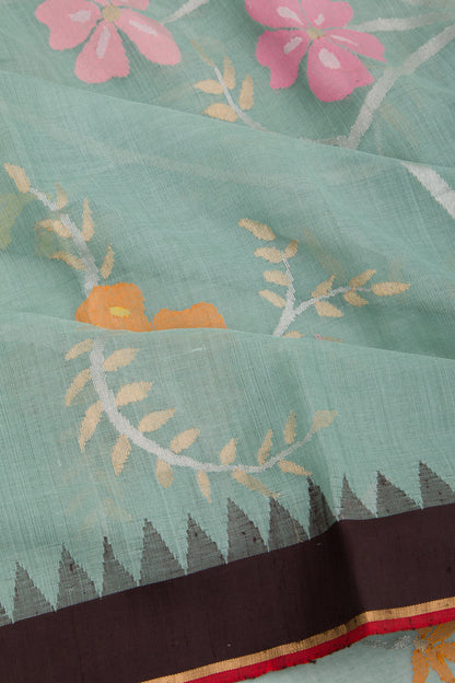 Ponduru Handspun Cotton All Over Jamdani Pastel Blue Saree