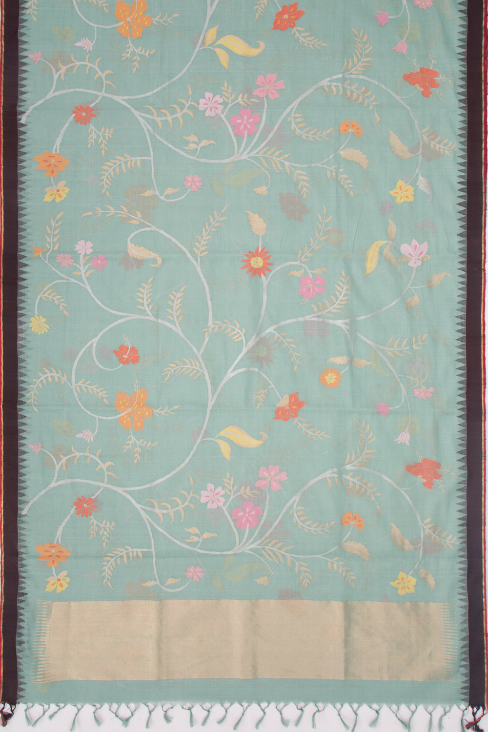 Ponduru Handspun Cotton All Over Jamdani Pastel Blue Saree