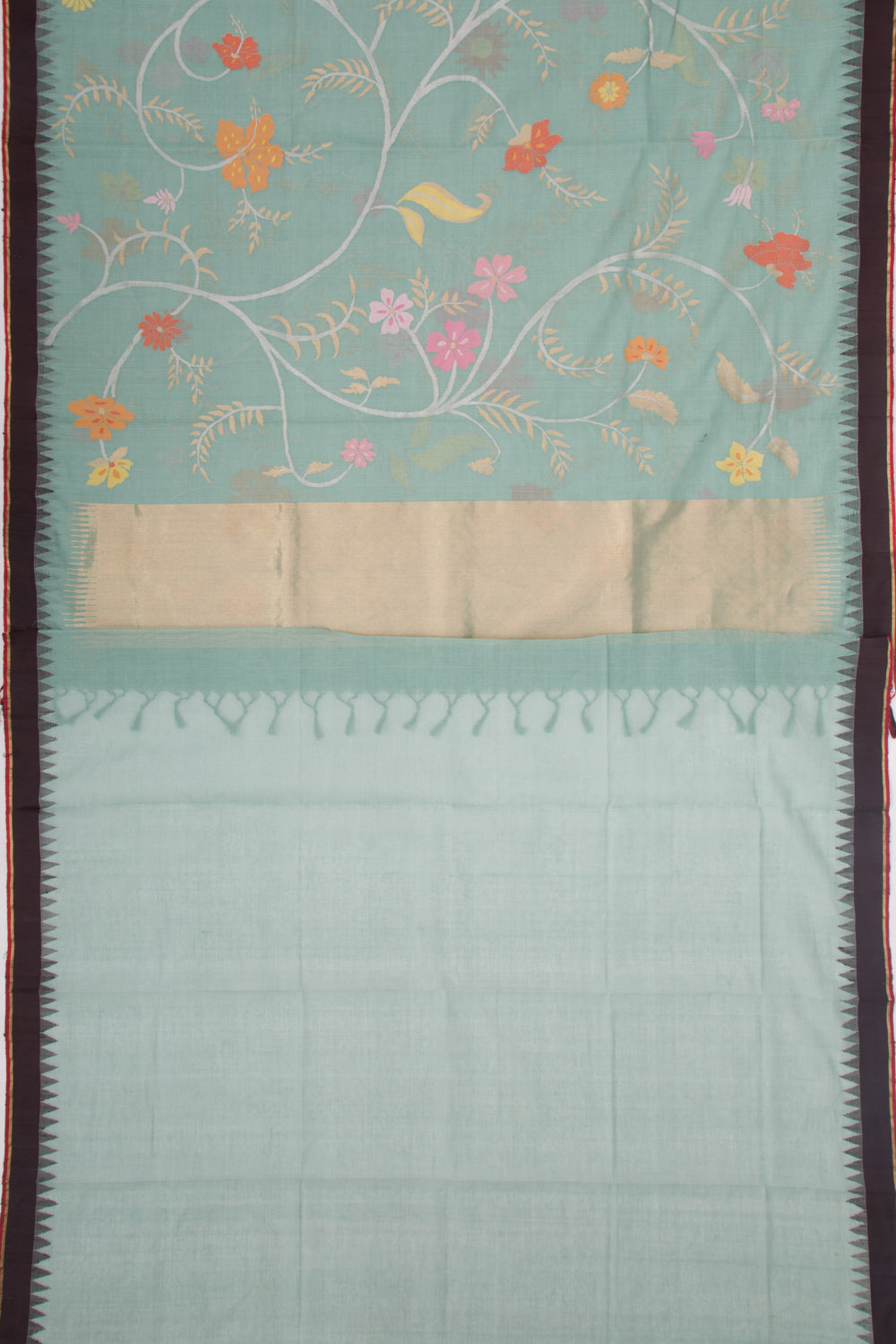 Ponduru Handspun Cotton All Over Jamdani Pastel Blue Saree
