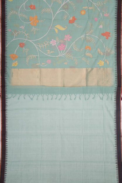 Ponduru Handspun Cotton All Over Jamdani Pastel Blue Saree