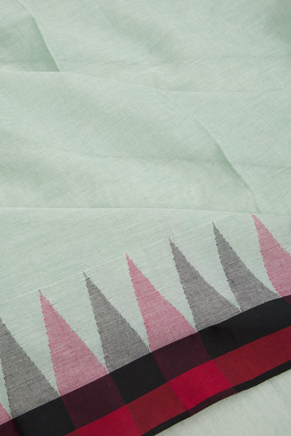 Ponduru Handspun Cotton Plain Pastel Green Saree
