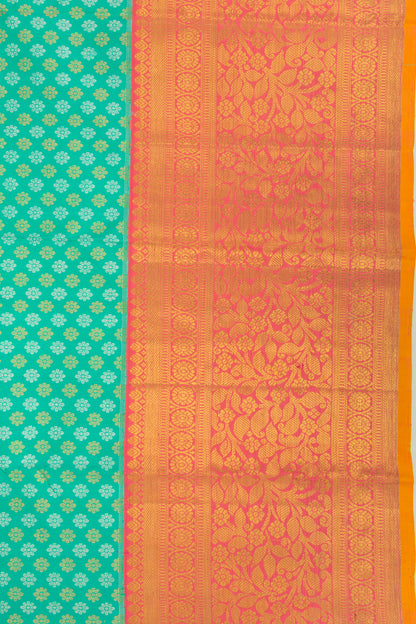 Kanchipuram Silk Brocade Sea Green Saree