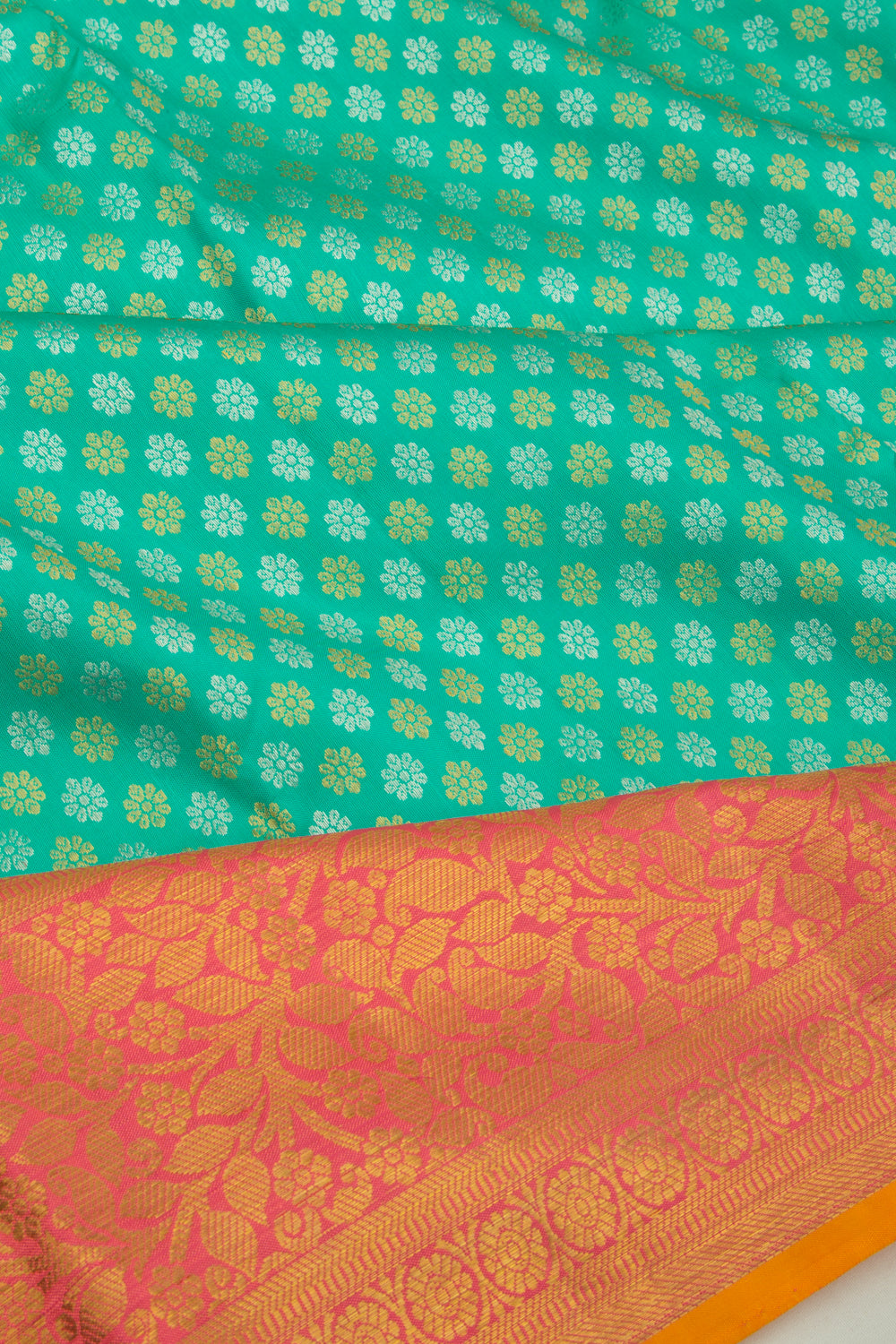 Kanchipuram Silk Brocade Sea Green Saree