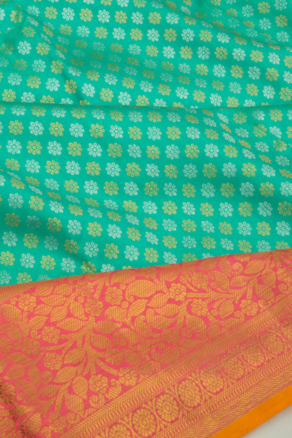Kanchipuram Silk Brocade Sea Green Saree