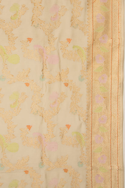 Banarasi Silk Kadwa Jaal Beige Saree
