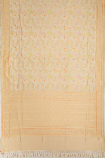 Banarasi Silk Kadwa Jaal Beige Saree