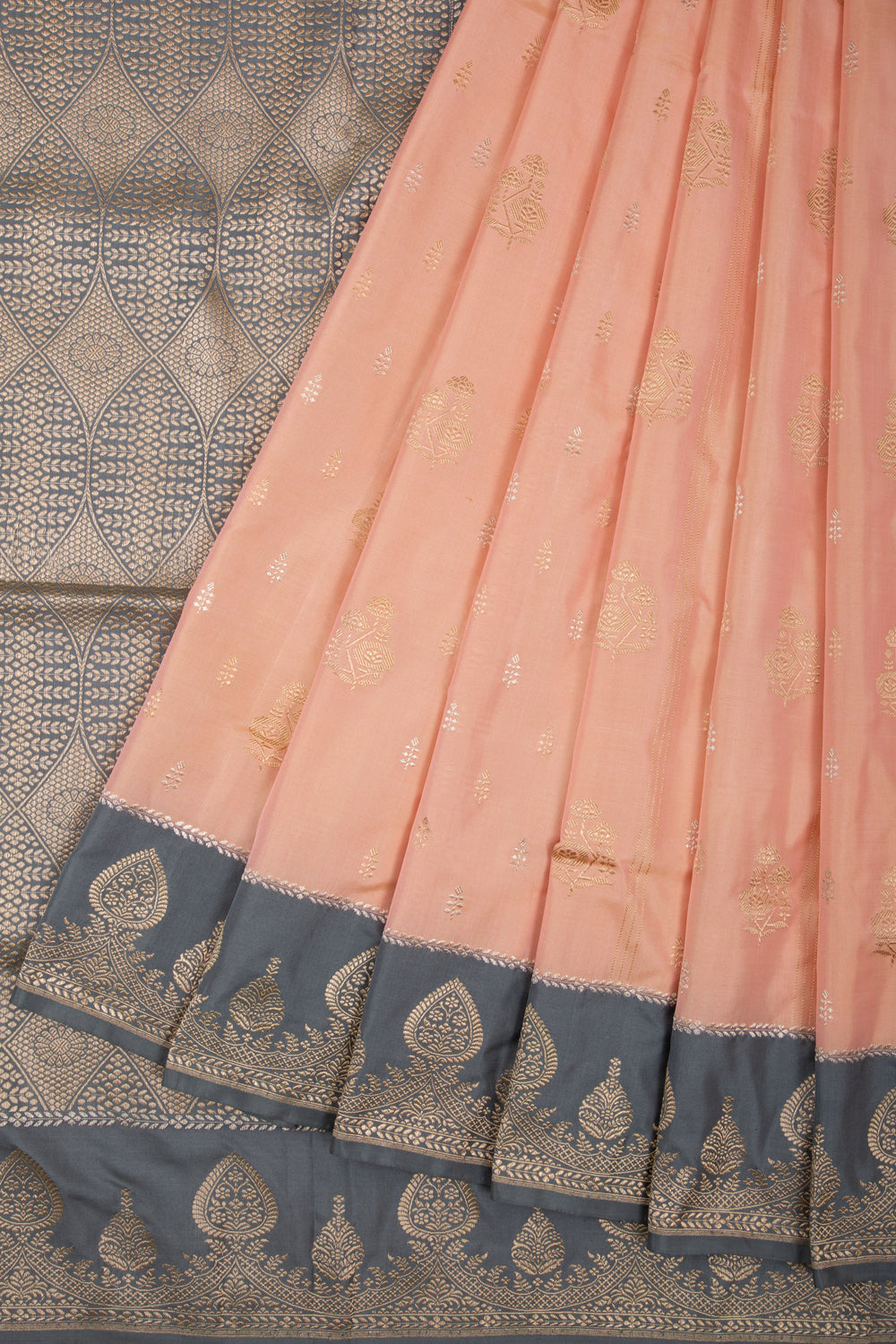 Banarasi Silk Butta Peach Saree