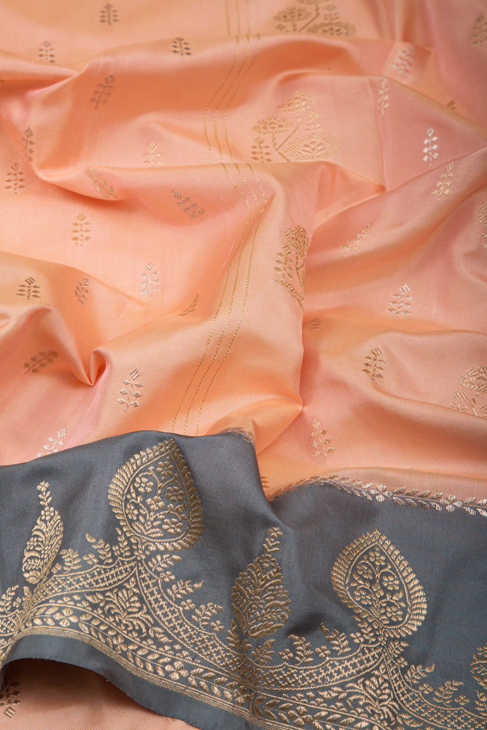 Banarasi Silk Butta Peach Saree