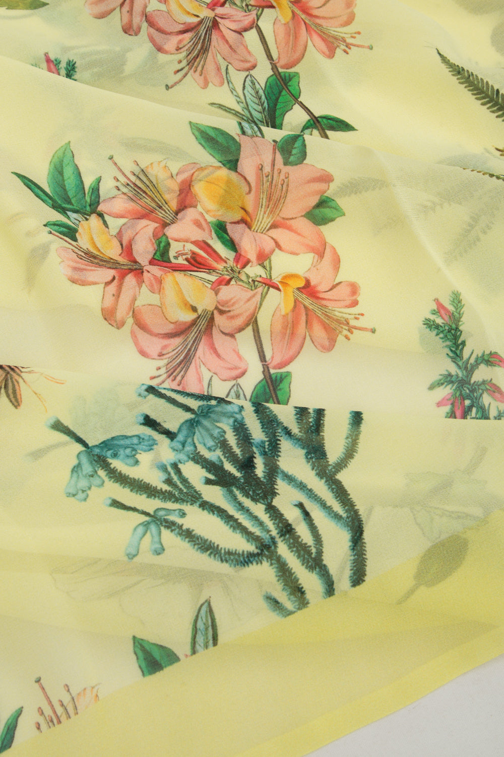 Georgette Floral Printed Pastel Yellow Saree