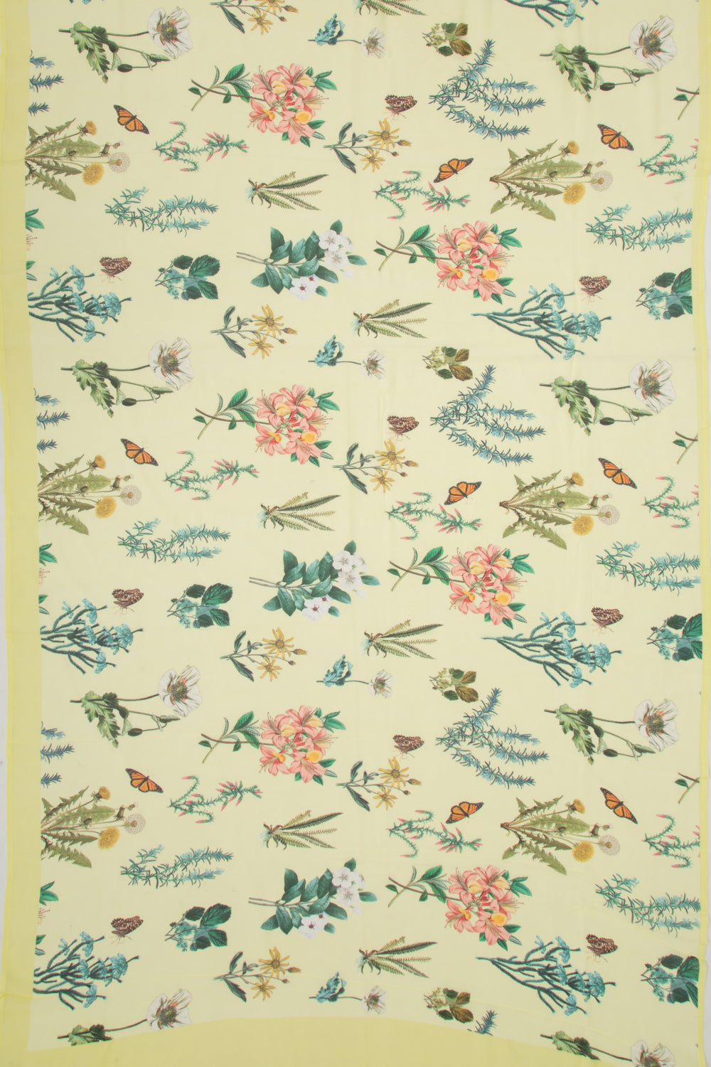 Georgette Floral Printed Pastel Yellow Saree