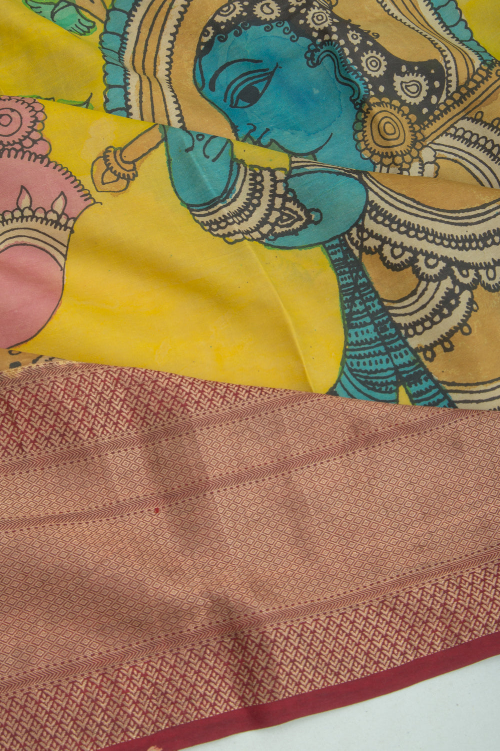 Kanchipuram Silk Printed Yellow Saree
