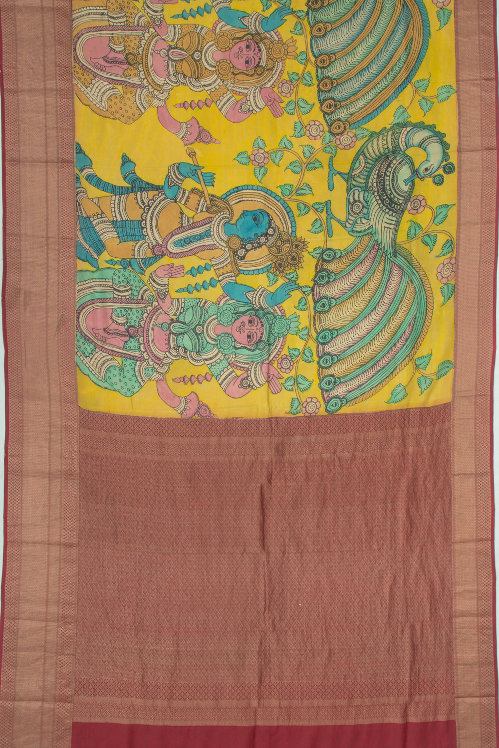 Kanchipuram Silk Printed Yellow Saree