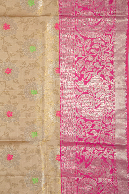 Kanchipuram Silk Tissue Jaal Gold Saree