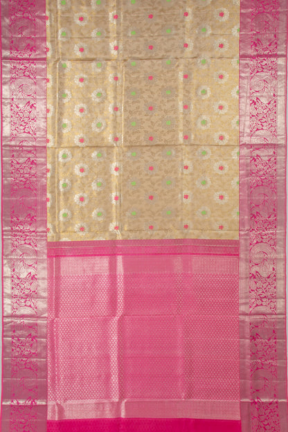 Kanchipuram Silk Tissue Jaal Gold Saree
