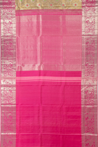Kanchipuram Silk Tissue Jaal Gold Saree