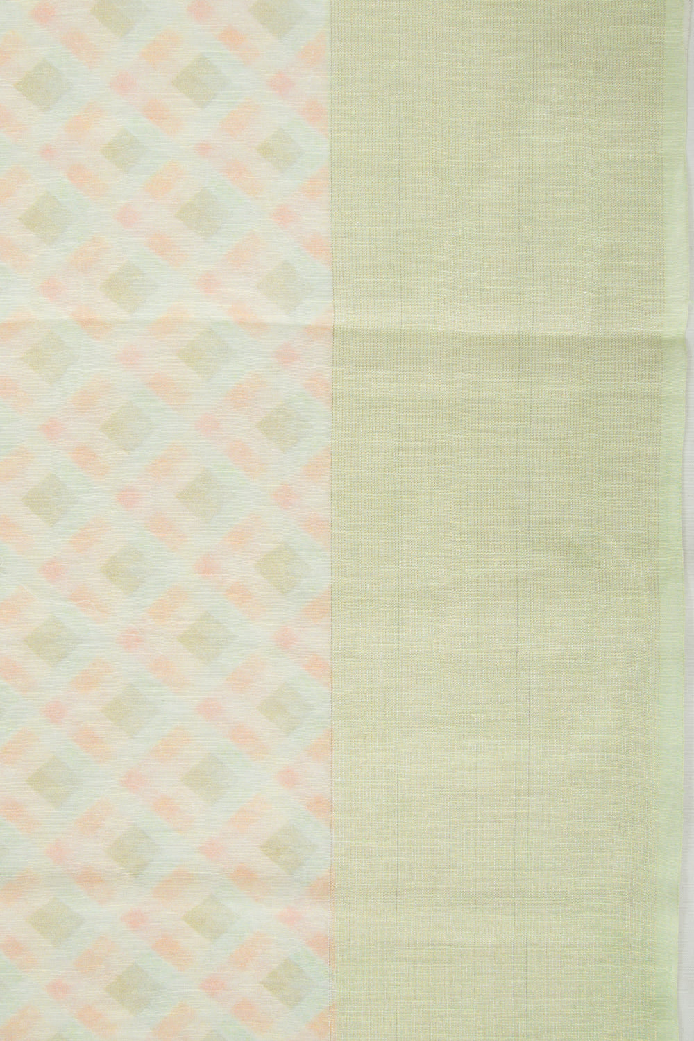 Linen Geometrical Printed Pastel Green Saree