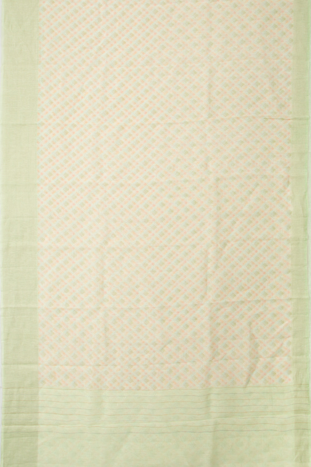 Linen Geometrical Printed Pastel Green Saree