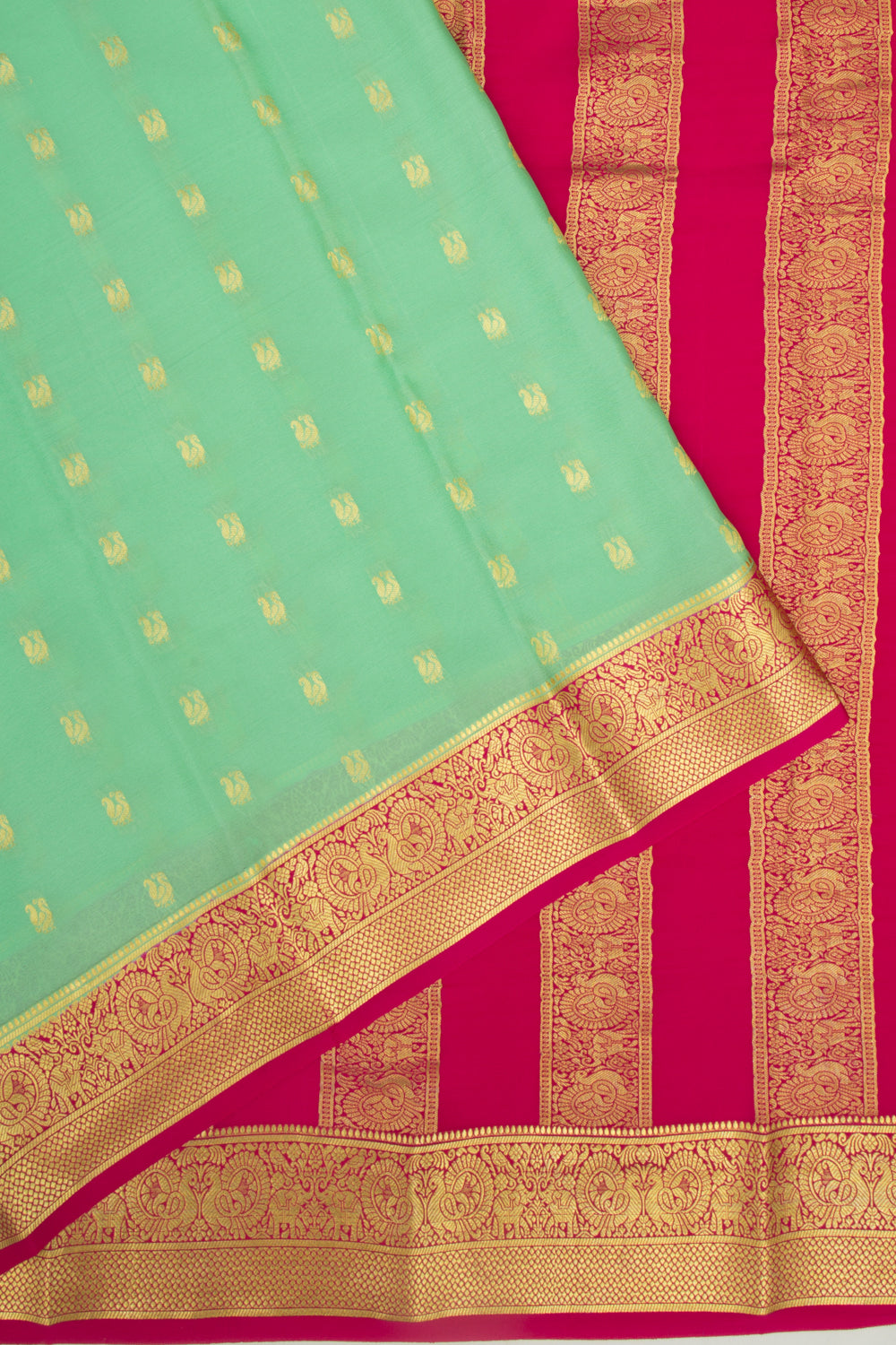 Binny Silk Butta Pastel Green Saree