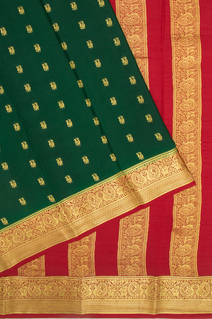 Binny Silk Butta Dark Green Saree