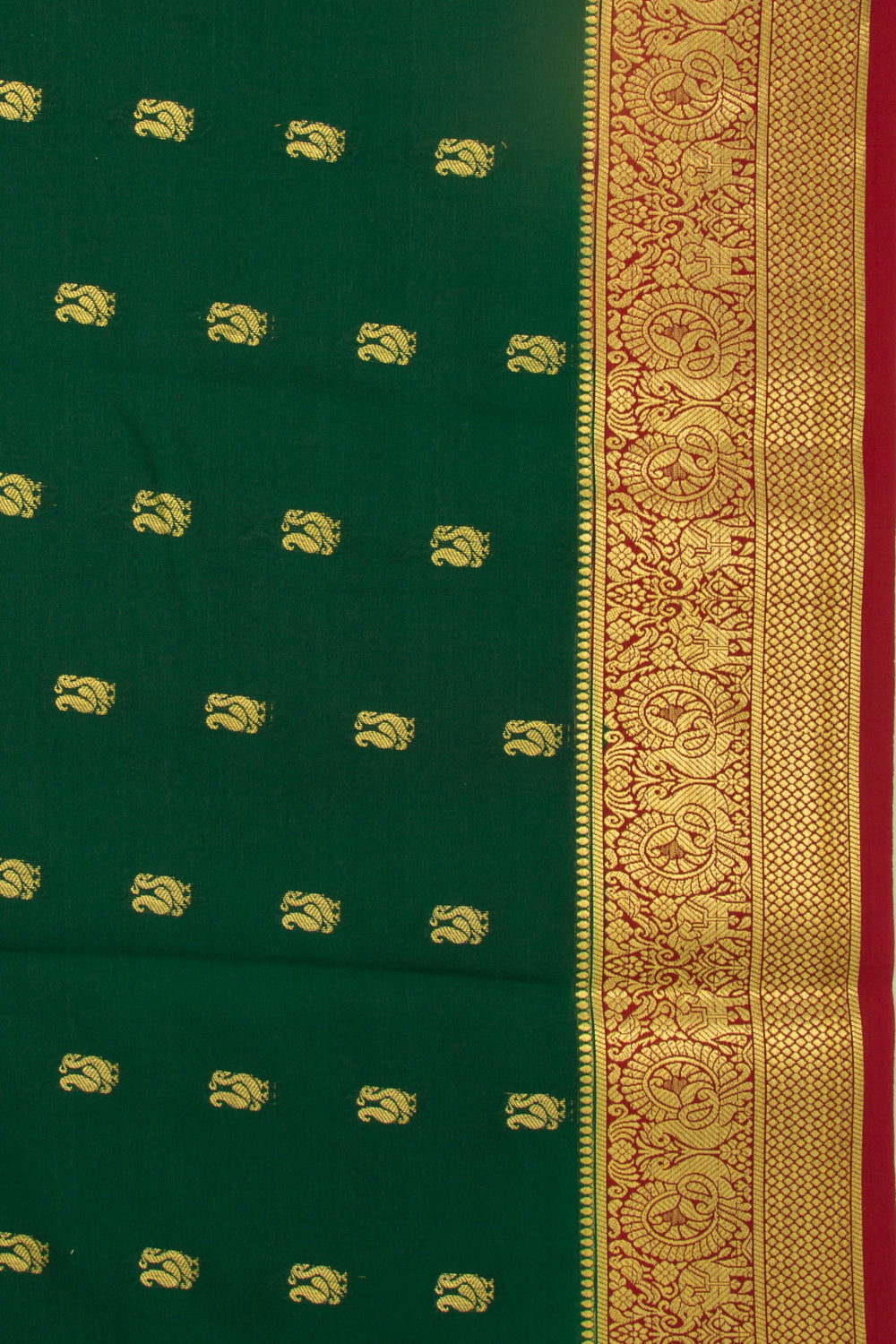 Binny Silk Butta Dark Green Saree
