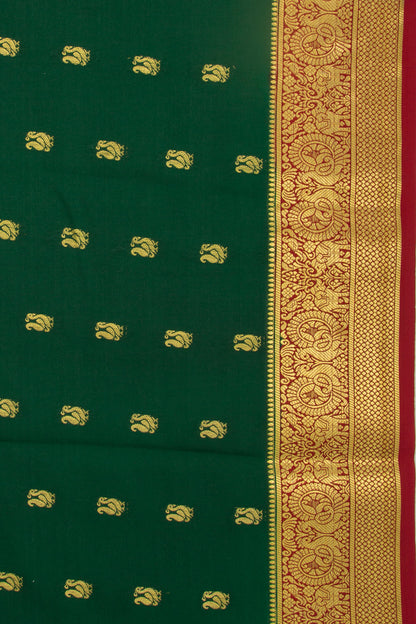 Binny Silk Butta Dark Green Saree