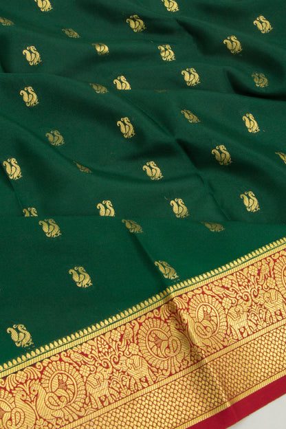 Binny Silk Butta Dark Green Saree