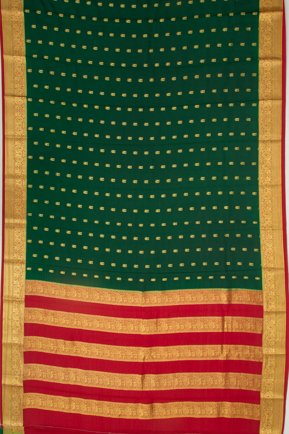 Binny Silk Butta Dark Green Saree